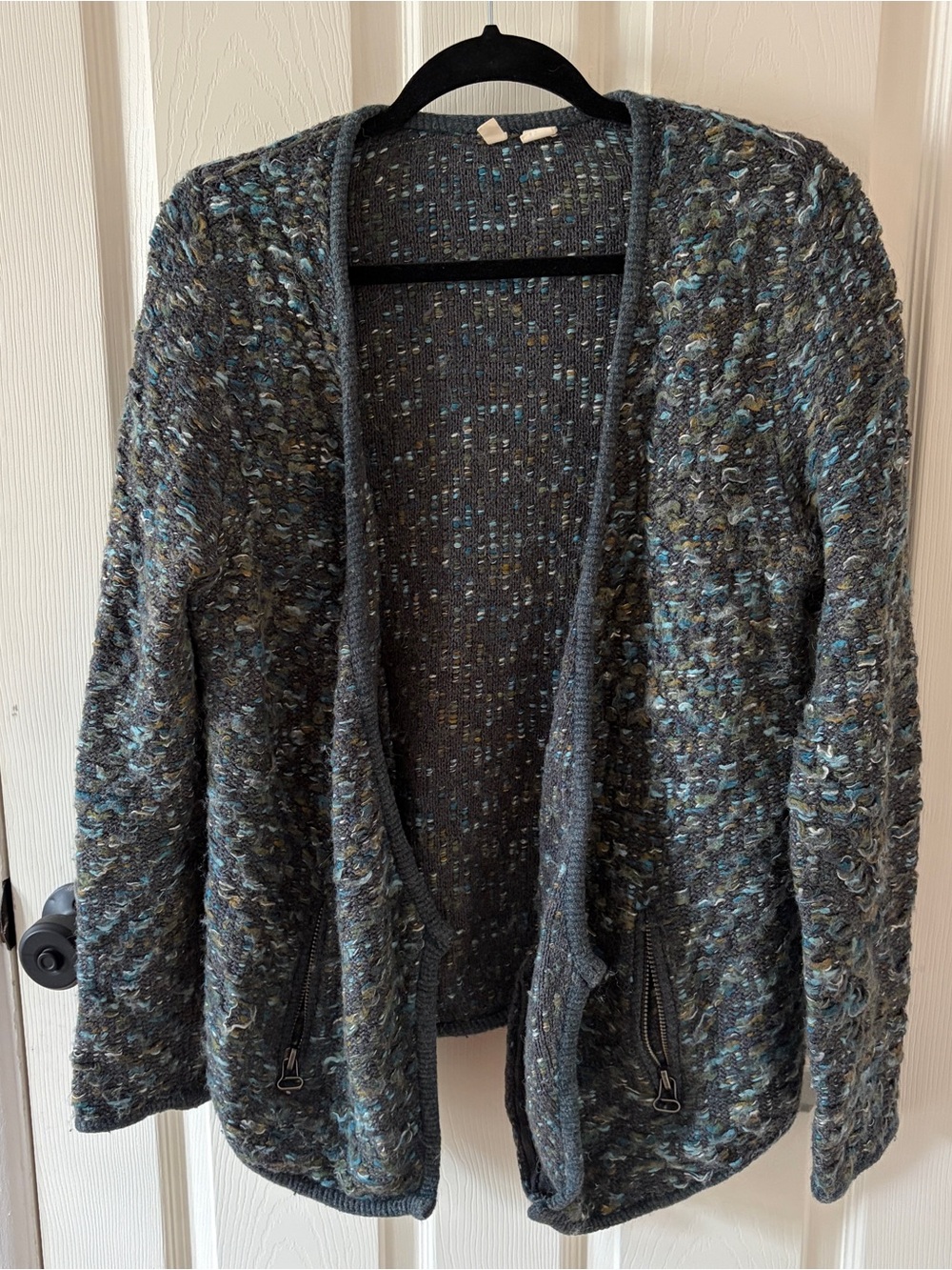 Moth Anthropologie Cardigan Textured Open Front Sweater Knit Wool Blend M
